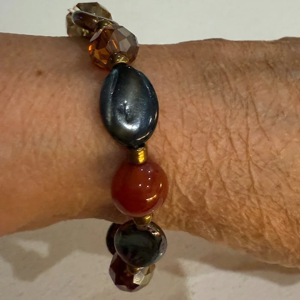 Mixed Materials Glass and Stone Bracelet